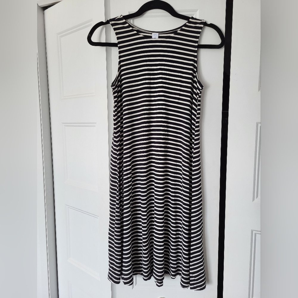 Black and White Striped Swing Dress